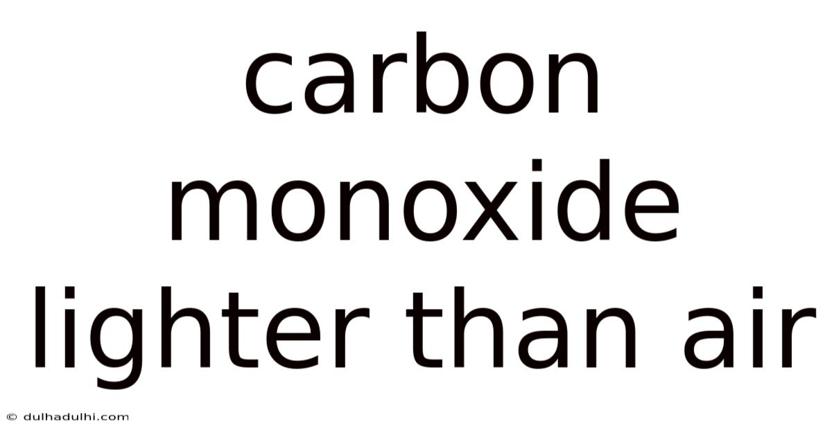 Carbon Monoxide Lighter Than Air