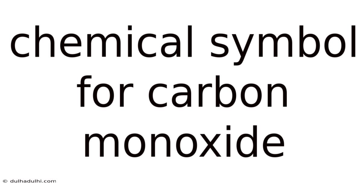 Chemical Symbol For Carbon Monoxide