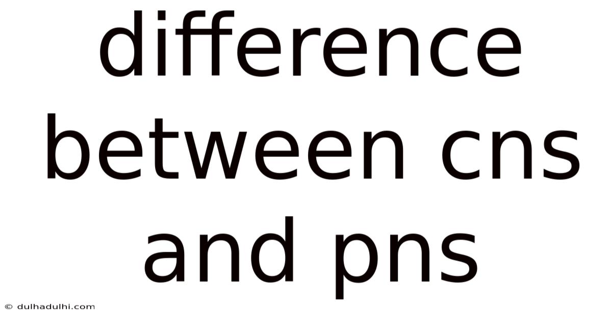 Difference Between Cns And Pns