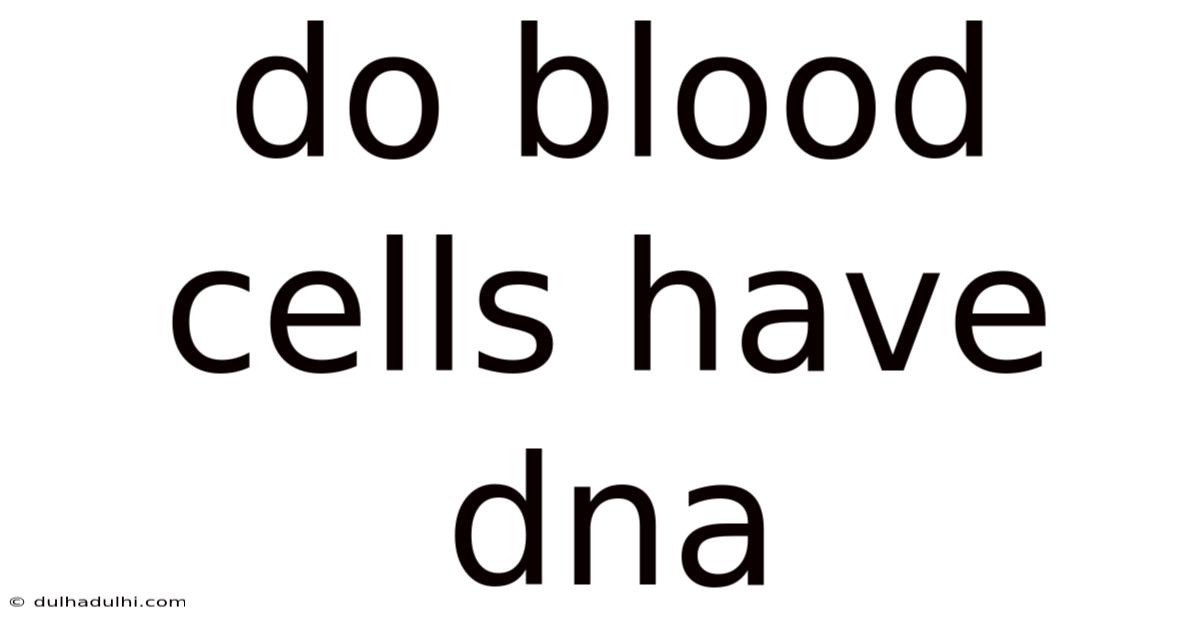 Do Blood Cells Have Dna