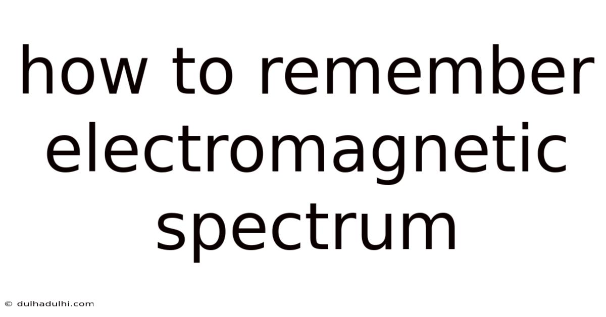 How To Remember Electromagnetic Spectrum