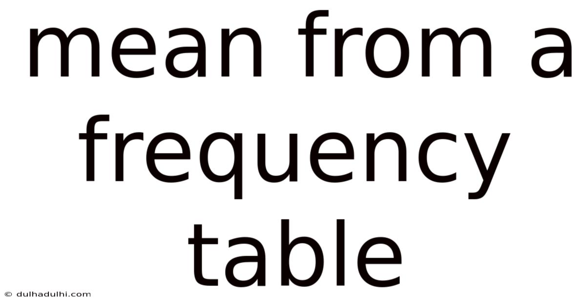 Mean From A Frequency Table