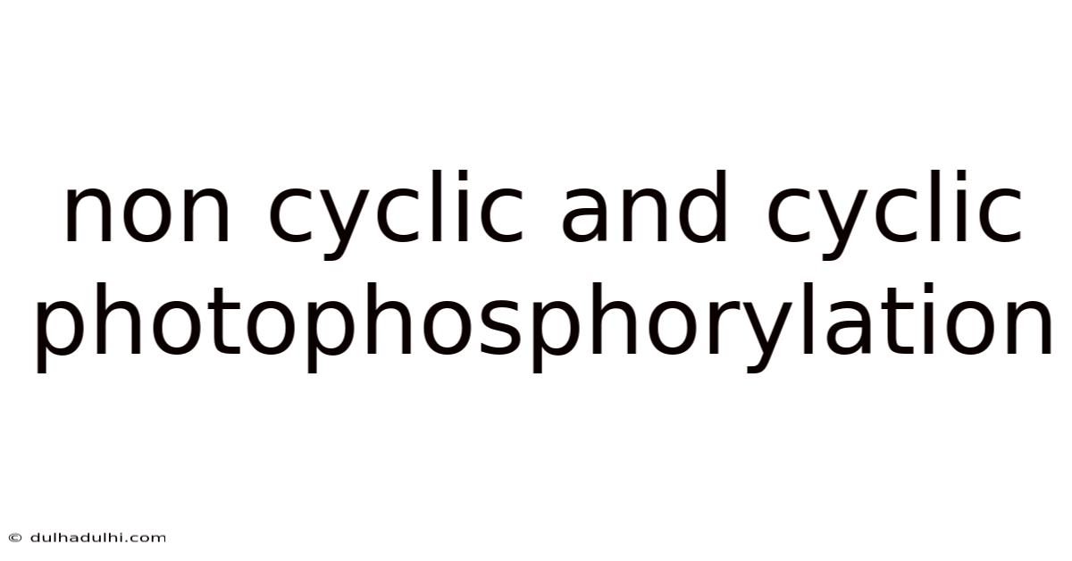 Non Cyclic And Cyclic Photophosphorylation