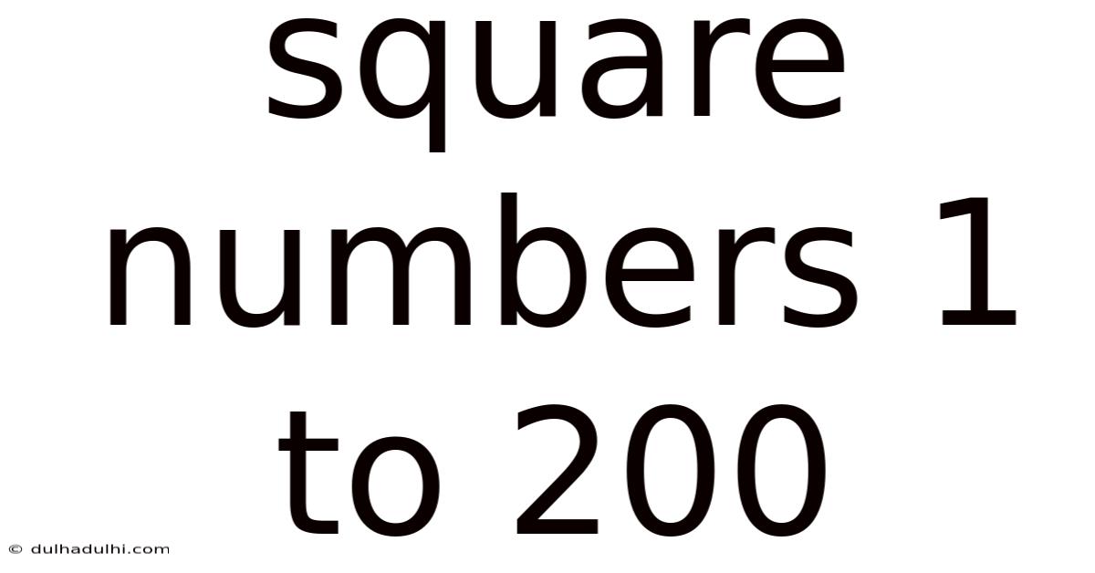 Square Numbers 1 To 200