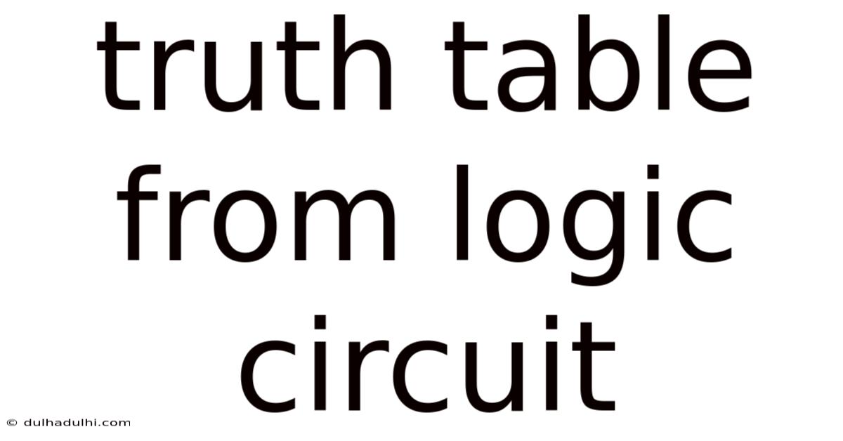Truth Table From Logic Circuit