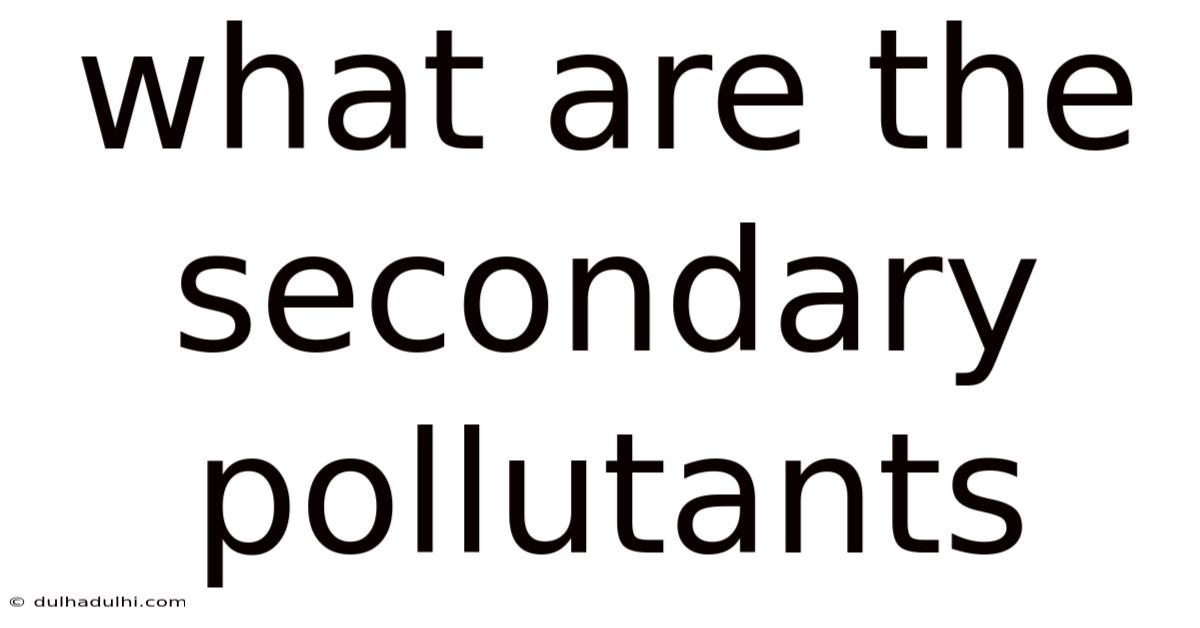 What Are The Secondary Pollutants