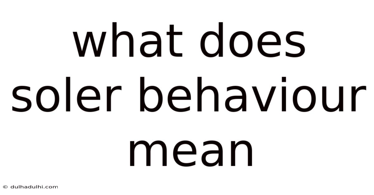 What Does Soler Behaviour Mean