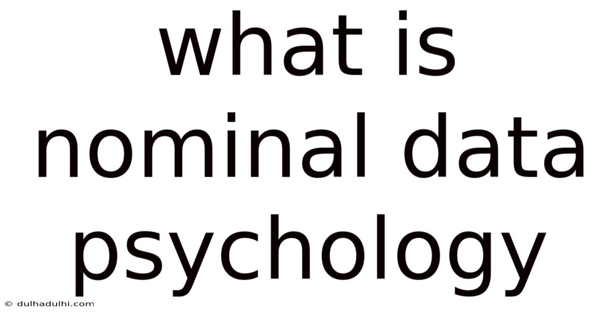 What Is Nominal Data Psychology